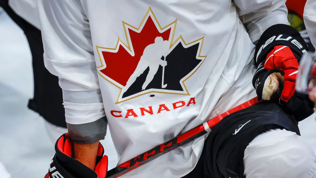 A jersey logo for Hockey Canada is seen at team practice. (Jeff McIntosh/CP)