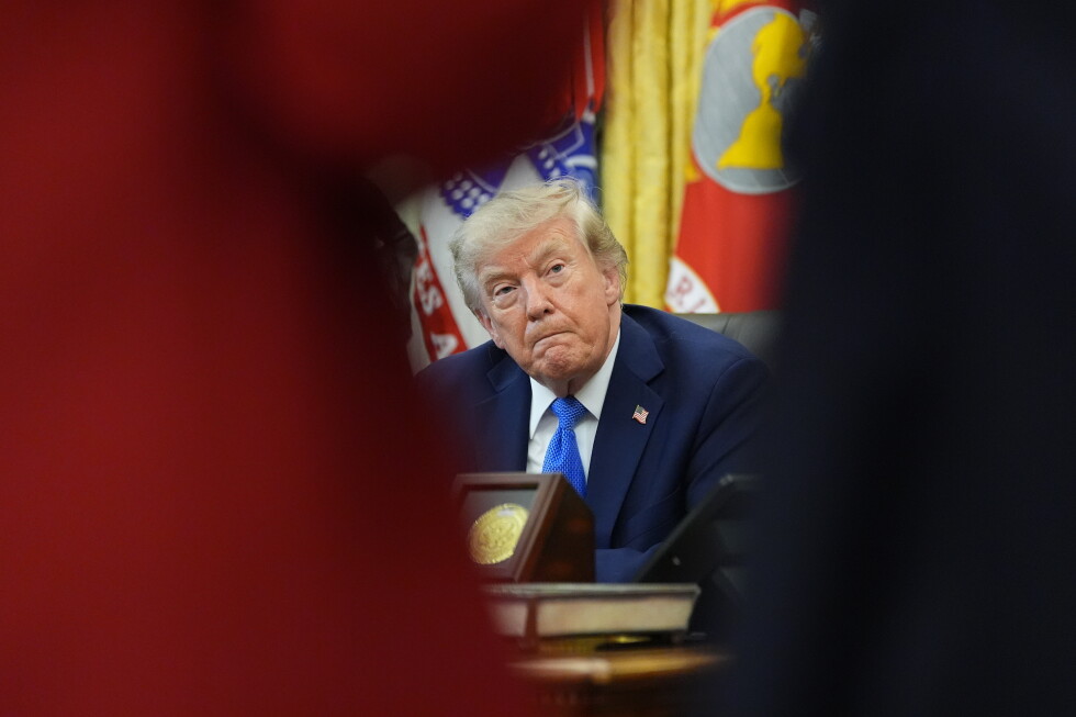 President Donald Trump speaks in the Oval Office of the White House, Thursday, Aug. 6, 2026, in Washington. (AP Photo/Alex
