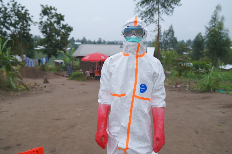 Wiza Bondele, a health worker on the prevention and control team, poses for a photograph in Ituri province, eastern Congo