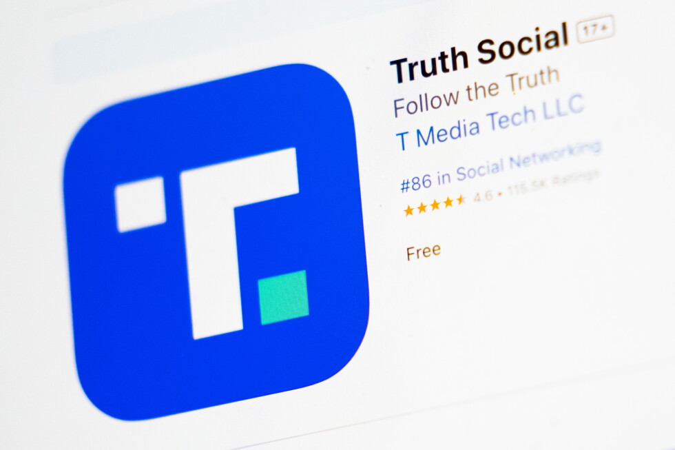 The download screen for the Truth Social app is displayed on a laptop computer, March 20, 2024, in New York. (AP Photo/John