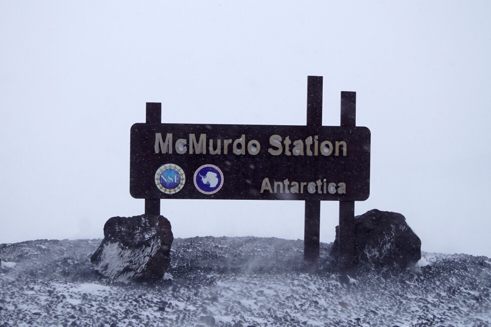 A sign is photographed at McMurdo Station, a United States Antarctic research station, on Dec. 4, 2018. (National Science